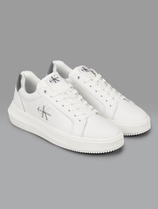 Buy 여성 말모 레더 청키 컵솔 스니커즈 in color WHITE/CIRRUS GREY/BLACK