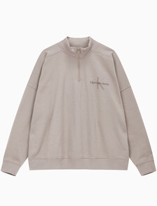 Buy 남녀공용 모노그램 로고 하프 집업 스웨트셔츠 in color PERFECT TAUPE
