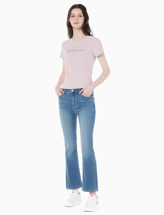여성 하이라이즈 바디슬림 부츠핏 앵클 미드블루  데님