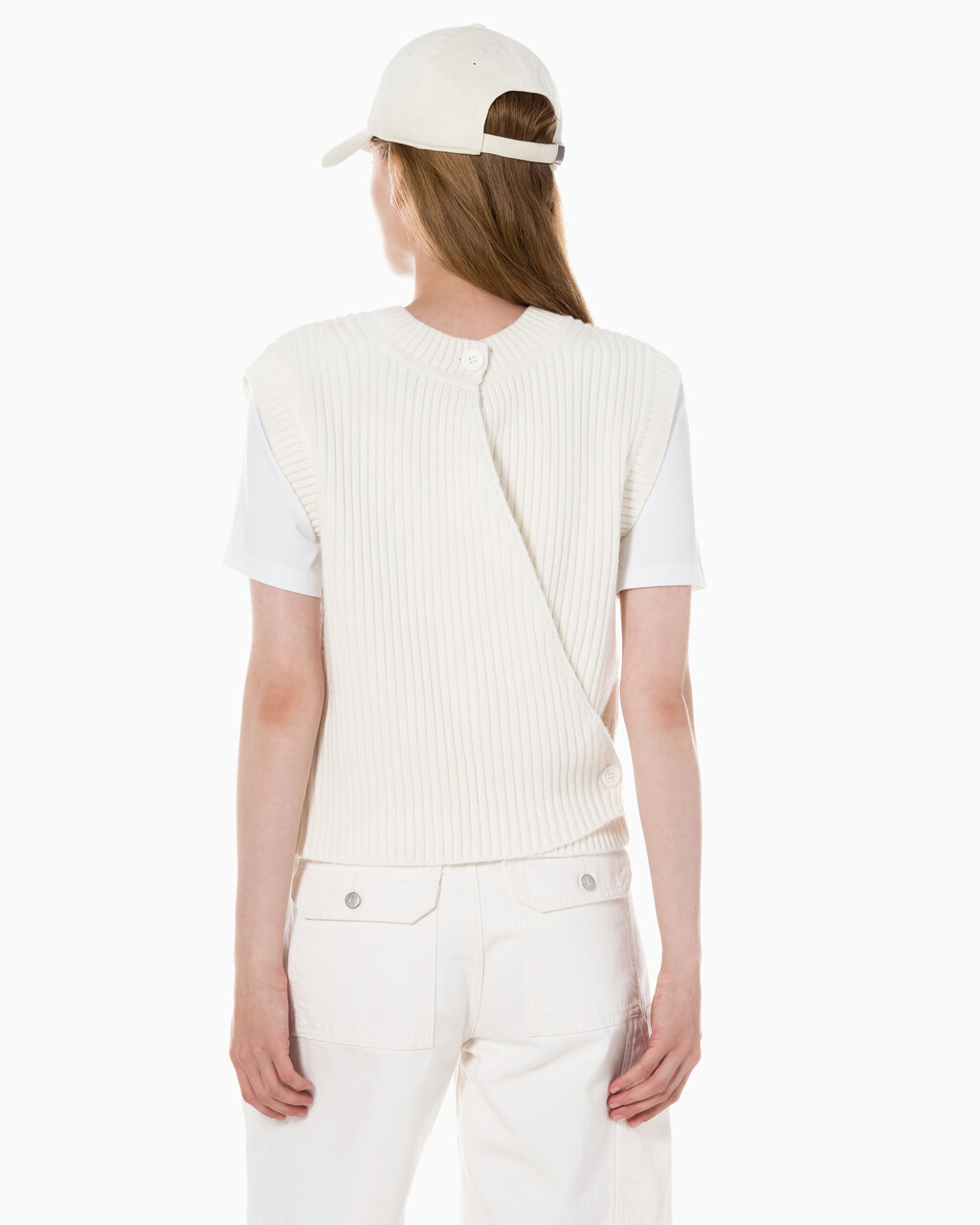 Buy 여성 캐시미어 백 디테일 탱크 in color WHITE