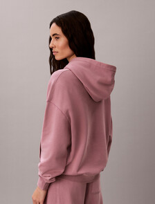 Buy 여성 우븐라벨 워시드 테리 후디 in color DUSKY ORCHID