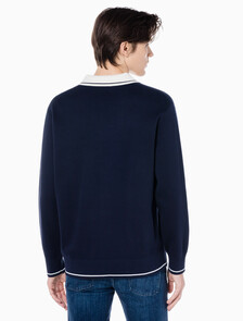 Buy 남성 오버사이즈 럭비카라 스웨터 in color NIGHT SKY