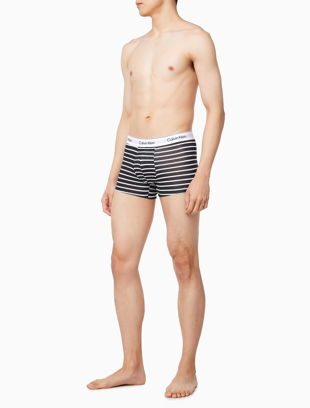 Buy 남성 아이콘 코튼 스트레치 2PK 트렁크 in color BLACK/LEADER STRIPE BLACK