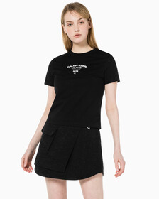 Buy 여성 1987 로고 베이비핏 반팔 티셔츠 in color CK BLACK