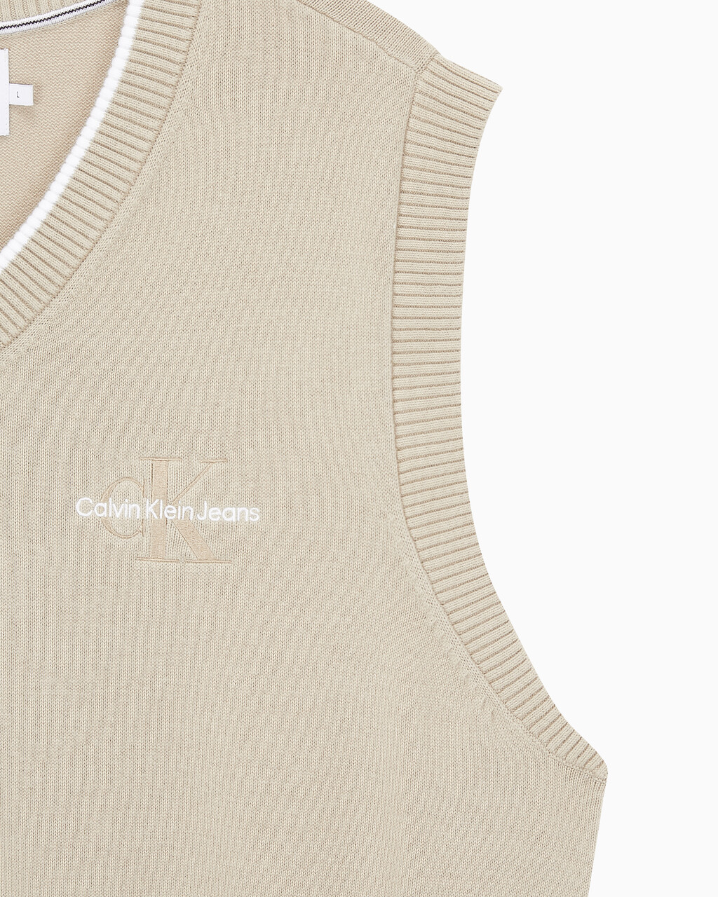 Buy 남성 엠보스드 스웨터 베스트 in color BEIGE