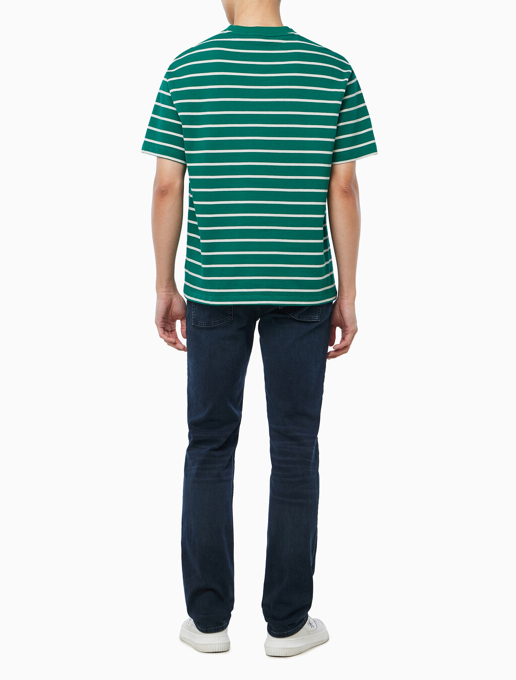 Buy 스트라이프 피케 캘빈 NYC 티 in color Green