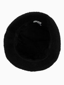 Buy 남녀공용  우븐 패치 로고 부클 버킷햇 in color BLACK