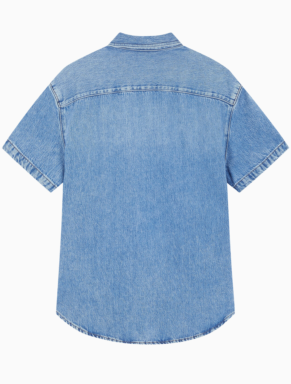 Buy 남성 블루 텐셀 반팔 데님 셔츠 in color BLUE RETROGRADE