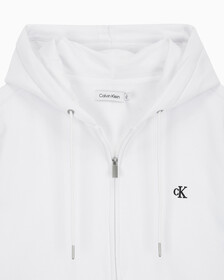Buy 남성 아카이브 로고 플리스 집업 후디 in color BRILLIANT WHITE