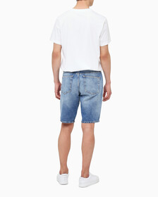 Buy 남성 레귤러핏 디스트로이드 라이트블루 데님 쇼츠 in color 028A CHALKY BLU