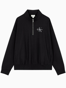 Buy 남성 프리미엄 테리 마이크로 모노로고 쿼터지퍼 풀오버 in color BLACK