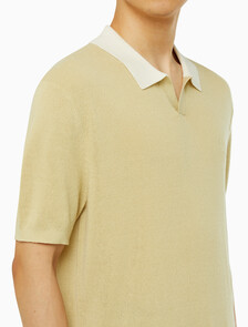 Buy 남성 로고 오픈 카라 폴로 반팔 스웨터 in color GREEN