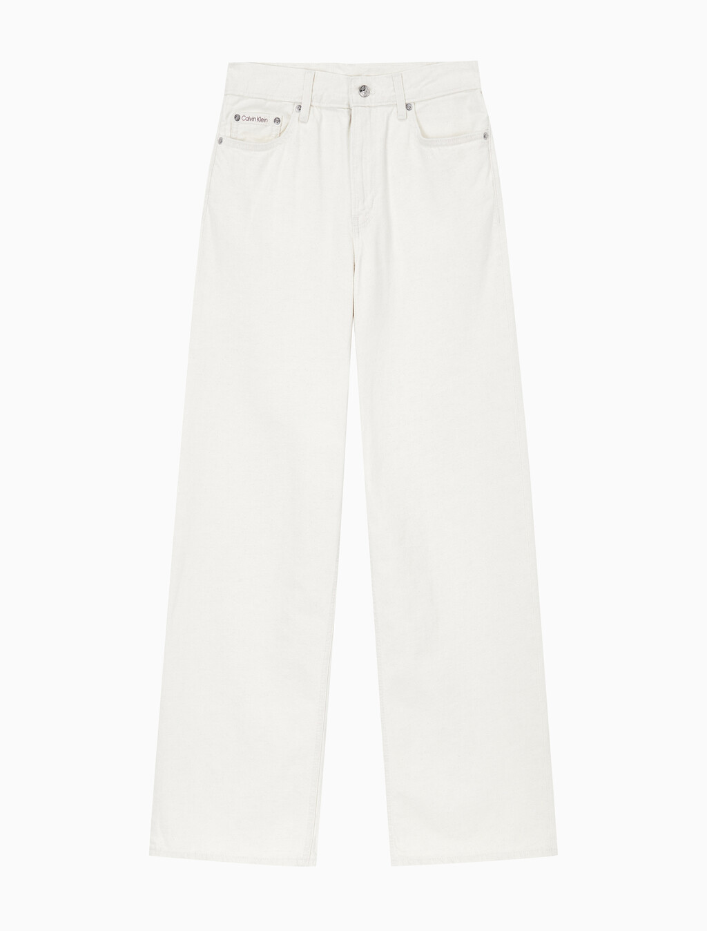 Buy 여성 로우라이즈 배기핏 화이트 린넨 데님 in color WHITE
