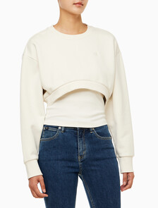 Buy 여성 2 IN 1 크루 풀오버 in color WHITE