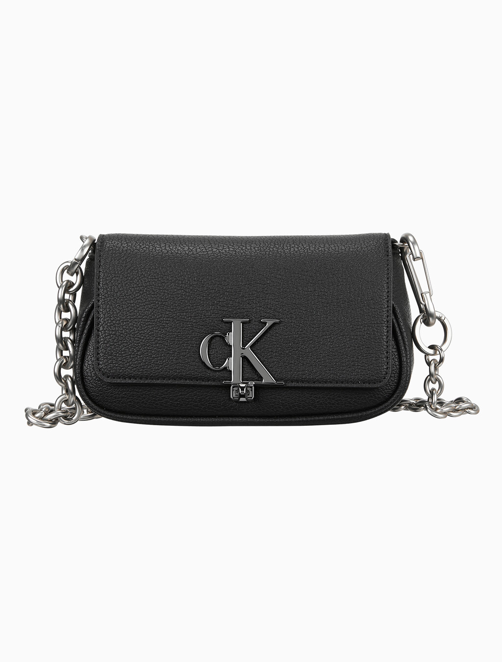 Buy 여성 미니멀 모노그램 체인 플랩 미니 숄더백 in color BLACK