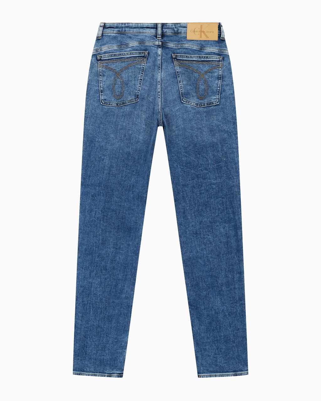 Buy 남성 미드블루 바디핏 데님 in color MID BLUE BACK EMBRO