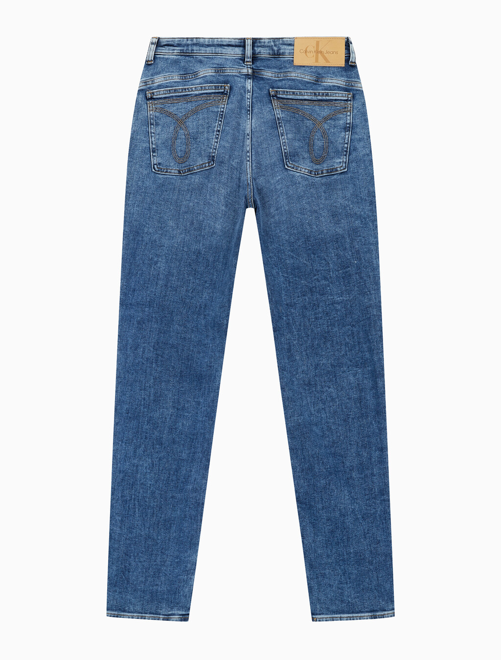 Buy 남성 미드블루 바디핏 데님 in color MID BLUE BACK EMBRO
