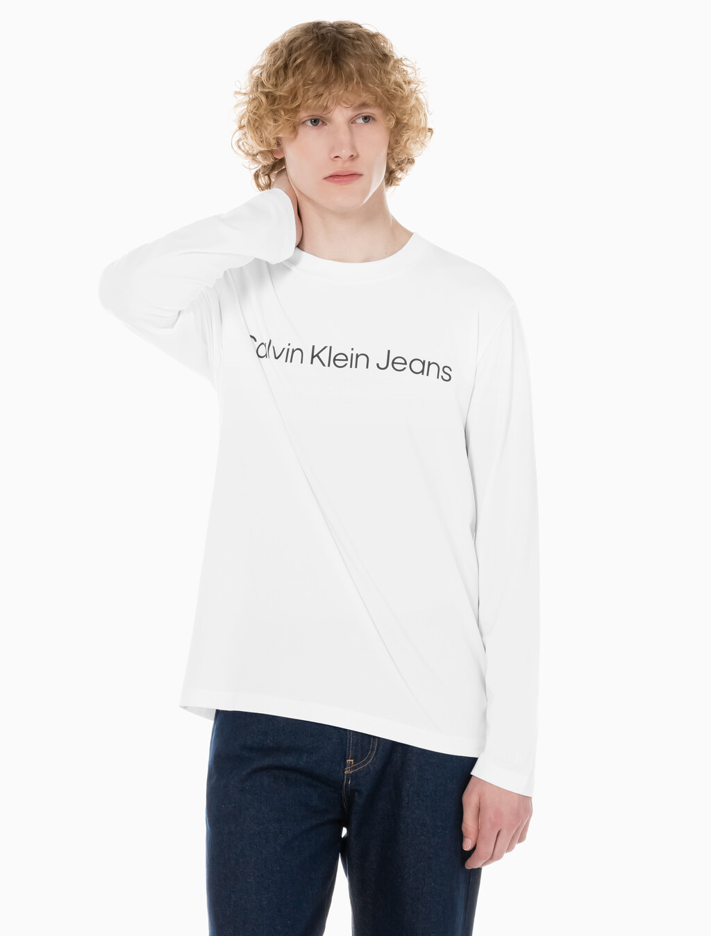 Buy 남성 레귤러핏 인스티튜셔널 긴팔 티셔츠 in color BRIGHT WHITE