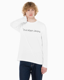 Buy 남성 레귤러핏 인스티튜셔널 긴팔 티셔츠 in color BRIGHT WHITE