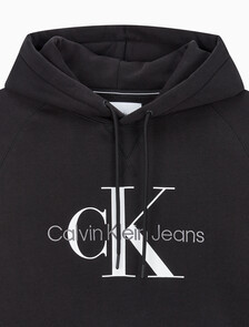 Buy 남성 롱슬리브 릴렉스핏 모노그램 기모후디 in color CK BLACK