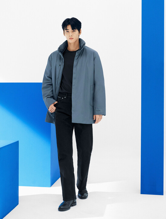 남성 롱슬리브 미드 기장 테크 폴리 모크넥 푸퍼