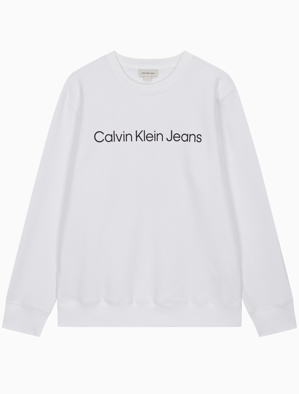 Buy 남성 레귤러핏 인스티튜셔널 로고 기모 스웻셔츠 in color BRIGHT WHITE