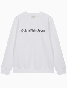 Buy 남성 레귤러핏 인스티튜셔널 로고 기모 스웻셔츠 in color BRIGHT WHITE