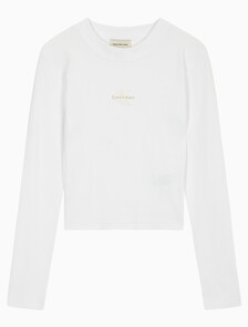 Buy 여성 L/S 모노그램 베이비 티셔츠 in color BRILLIANT WHITE