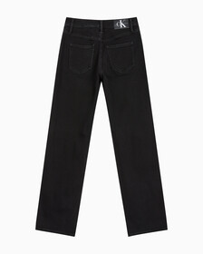 Buy 여성 90's 스트레이트핏 기모 블랙 데님 in color WASHED BLACK LOGO LACE