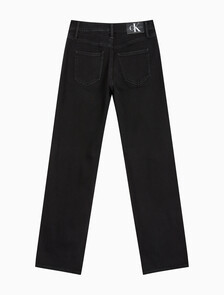 Buy 여성 90's 스트레이트핏 기모 블랙 데님 in color WASHED BLACK LOGO LACE