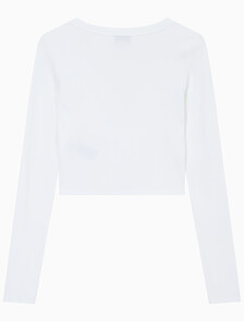 Buy 여성 우븐라벨 베이비립 가디건 in color BRIGHT WHITE