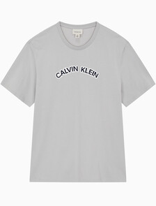 Buy 남성 레귤러핏 커브 로고 반팔 티셔츠 in color GRAY VIOLET