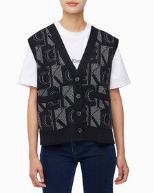 Buy 여성 프리미엄 라인 메탈릭 올오버프린트 베스트 in color CK BLACK