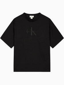 Buy 남성 릴렉스핏 히어로 모노그램 로고 반팔 티셔츠 in color BLACK