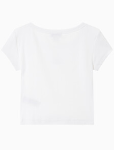 Buy 여성 우븐라벨 립 베이비 티 in color BRILLIANT WHITE