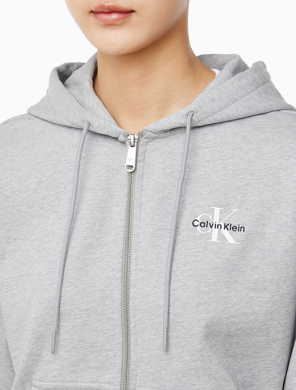 Buy 여성 모노로고 프렌치테리 풀집 후디 in color HEROIC GREY HEATHER
