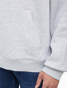 Buy 남녀공용 커브드로고 후디 in color LIGHT GREY HEATHER