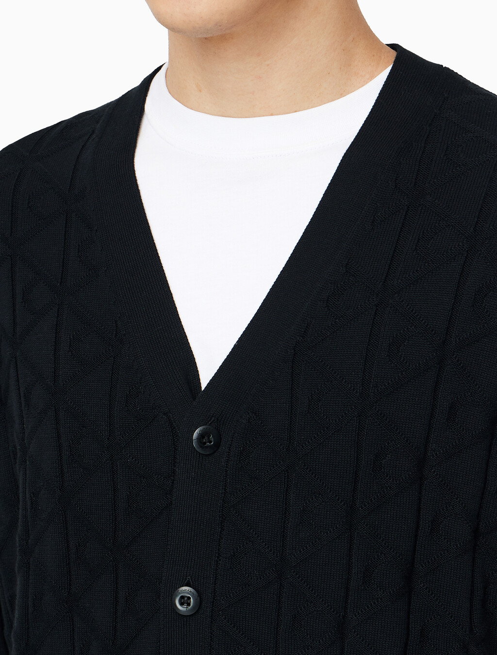 Buy 남성 이지 AOP 코튼 가디건 스웨터 in color BLACK