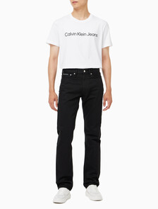 Buy 남성 스탠다드 스트레이트핏 블랙 데님 in color WASHED BLACK LOGO LACE