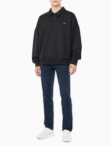 Buy 남성 릴렉스핏 하프 버튼 럭비 스웻셔츠 in color CK BLACK