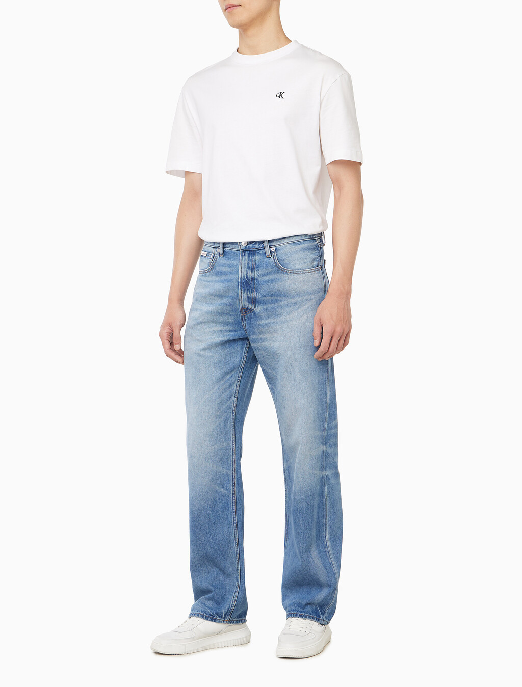 Buy 남성 90S 스트레이트 쿨 진 in color Mid blue