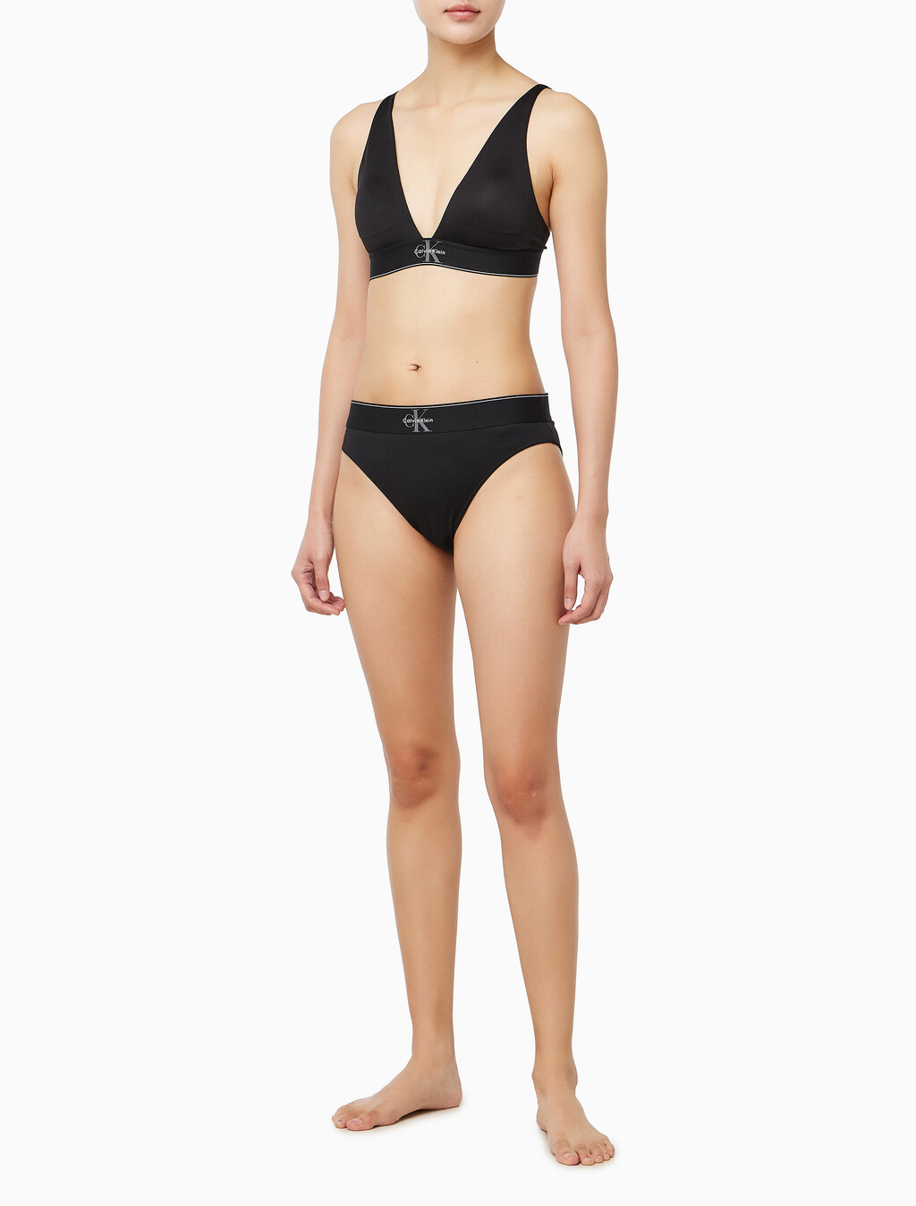 Buy 여성 CK 그래픽 하이웨이스트 비키니 in color BLACK