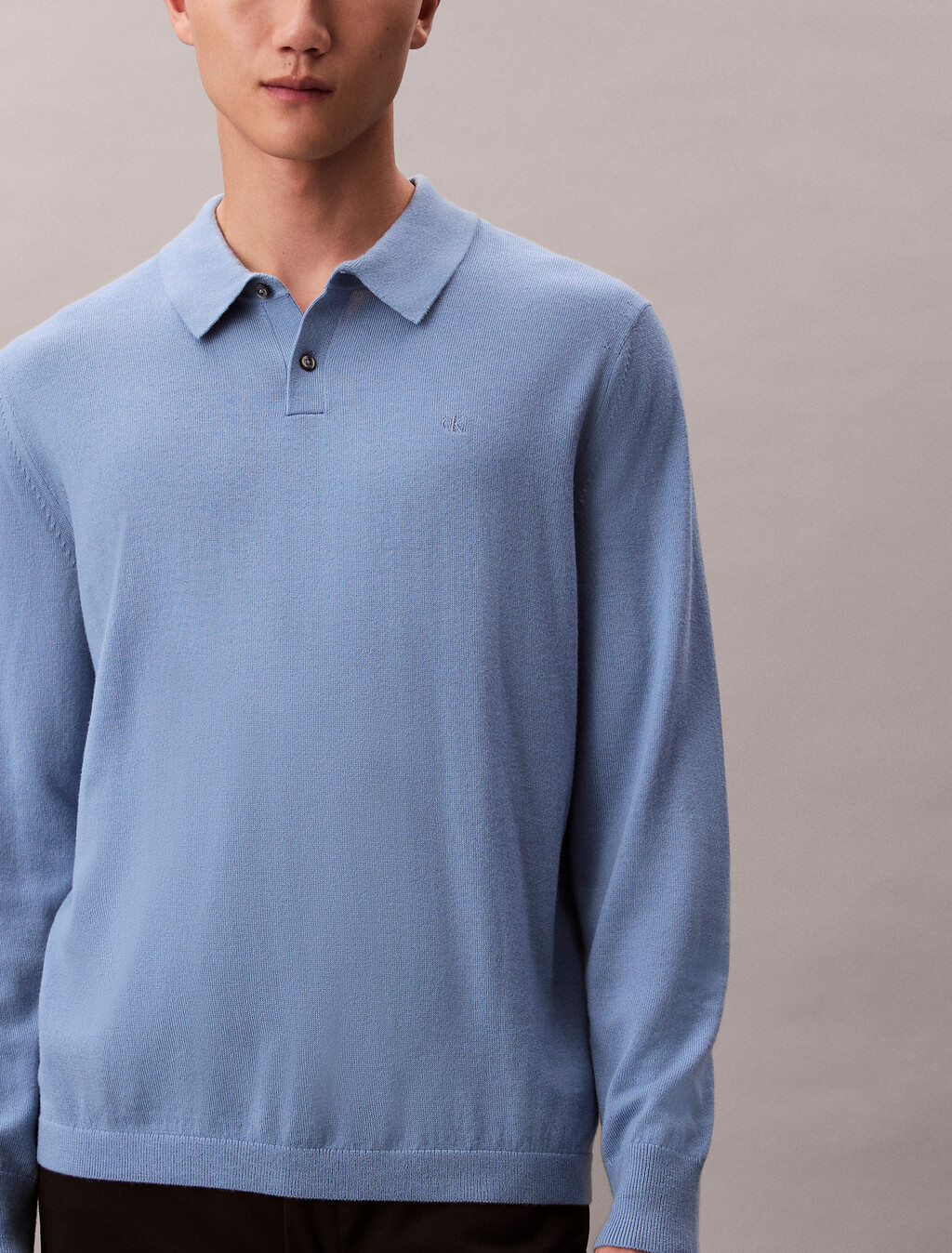 Buy 남성 메리노 울 폴로 스웨터 in color Light blue