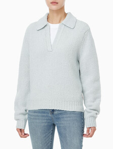 Buy 여성 L/S 부클레 폴로 in color light blue