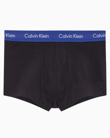 Buy 남성 코튼 스트레치 3PK 로우 라이즈 트렁크 in color BLACK BODIES W/ PHANTOM GREY, SPECTRUM BLUE, VAPOROUS GREY WBS
