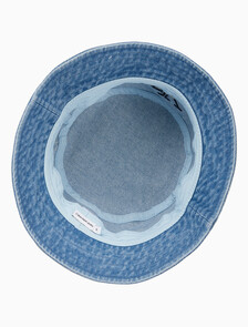 Buy 남녀공용 CKJ 모노그램 데님 버킷햇 in color BLUE