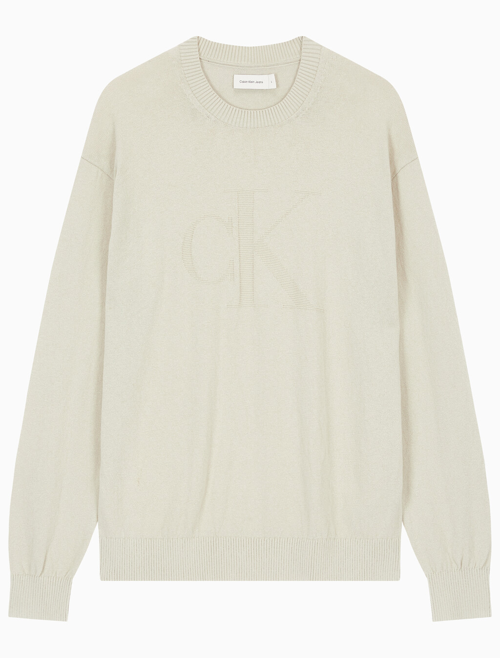 Buy 남성 CK 인타르시아 믹스 스티치 스웨터 in color BEIGE