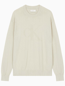 Buy 남성 CK 인타르시아 믹스 스티치 스웨터 in color BEIGE