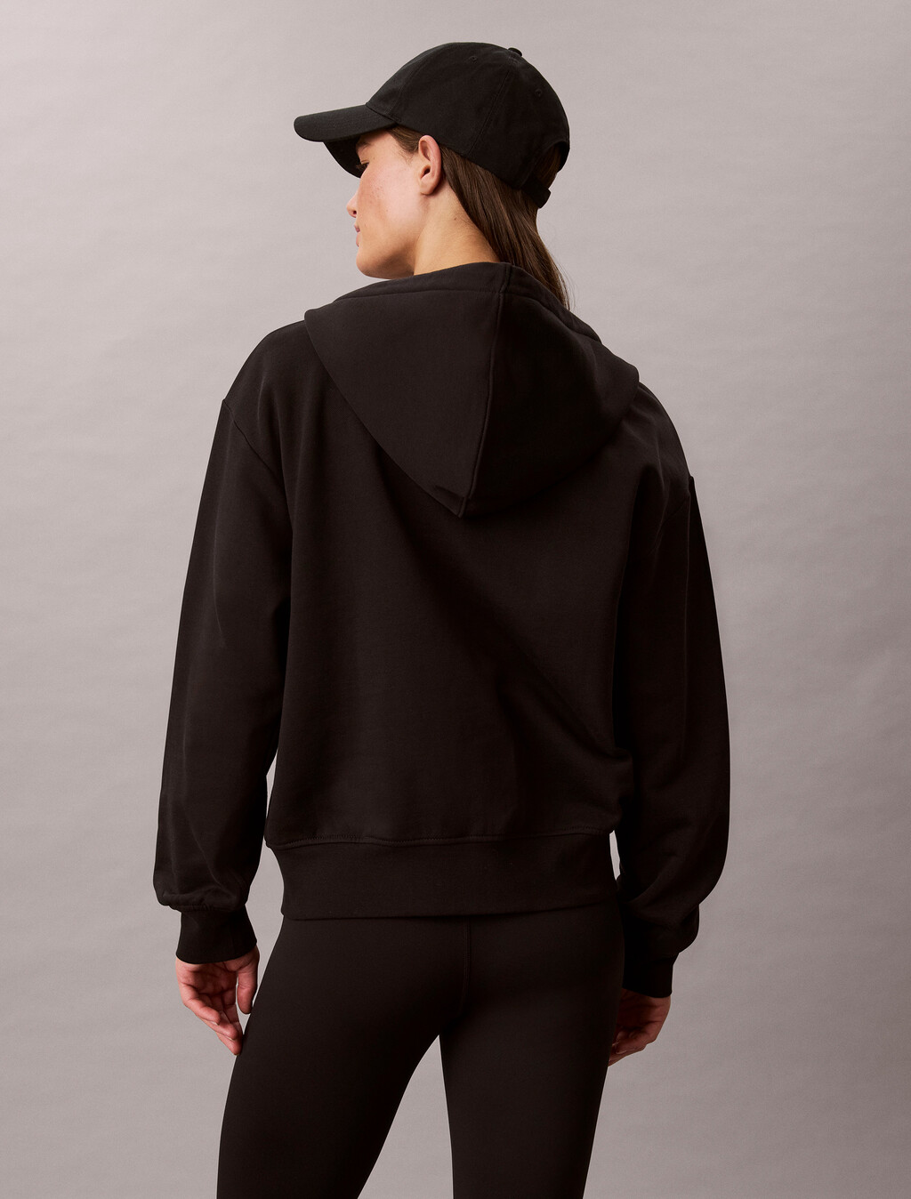 Buy 여성 모노고로 프렌치 테리 풀집업 후디 in color BLACK
