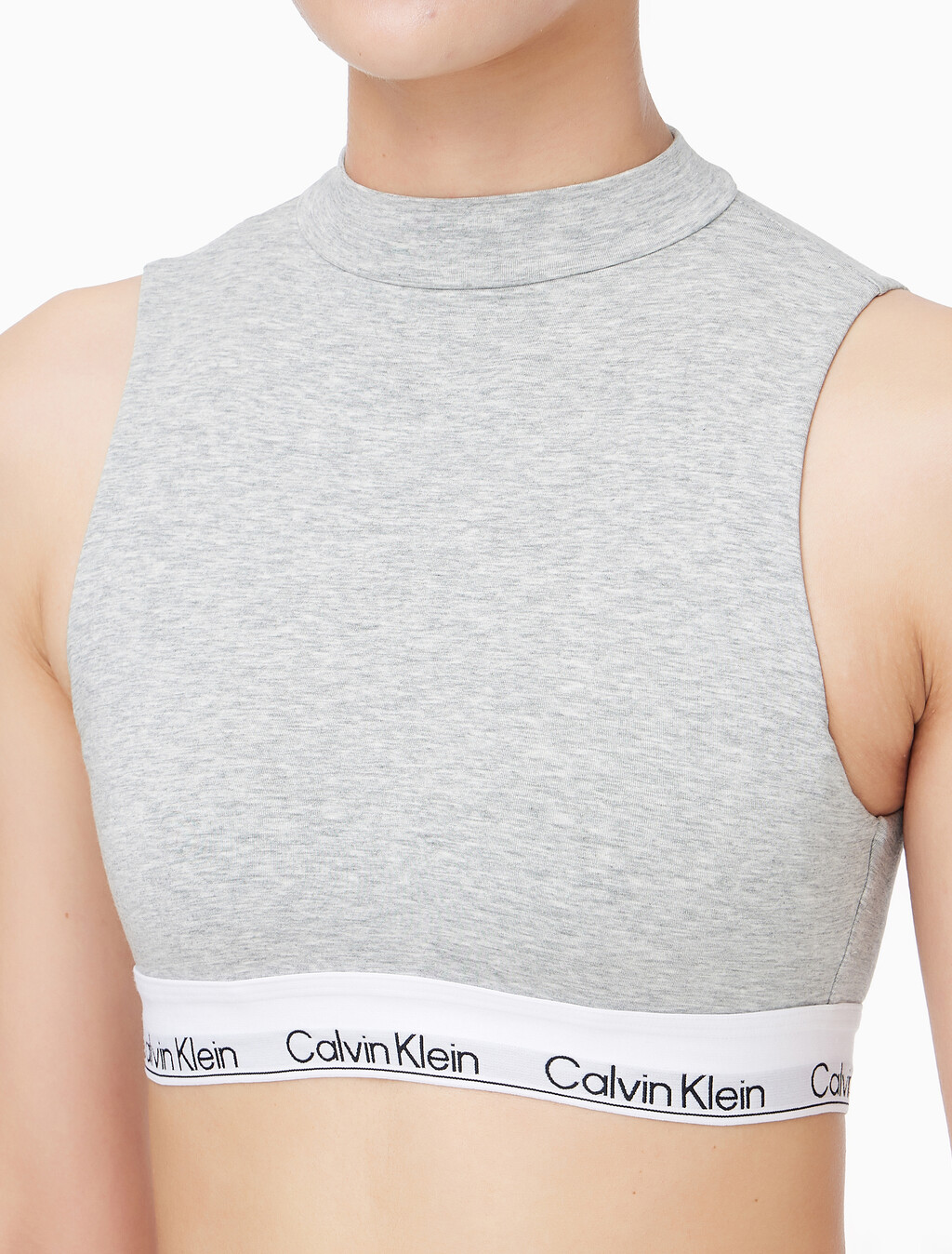 Buy 여성 아이콘 코튼 모달 AF 모크넥 브라렛 in color GREY HEATHER